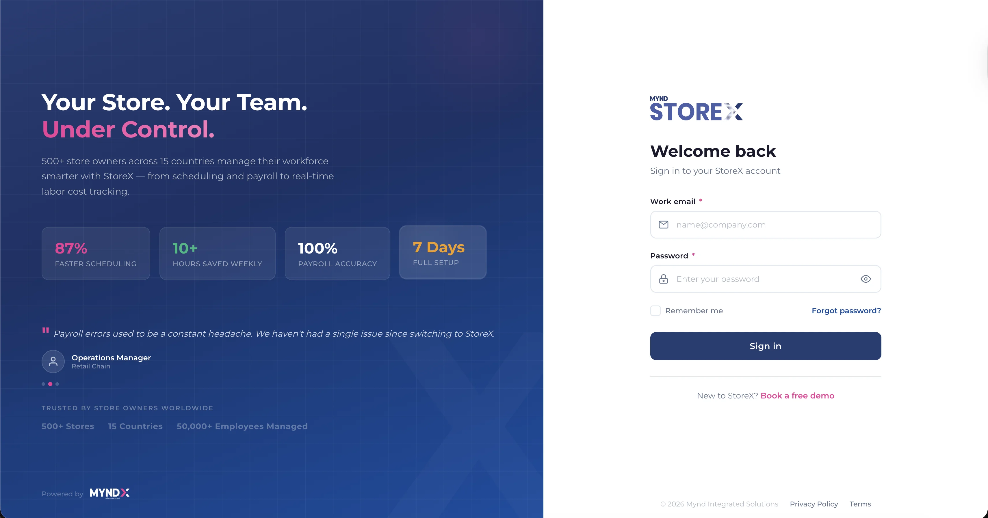 StoreX Login - Secure access to your workforce management platform